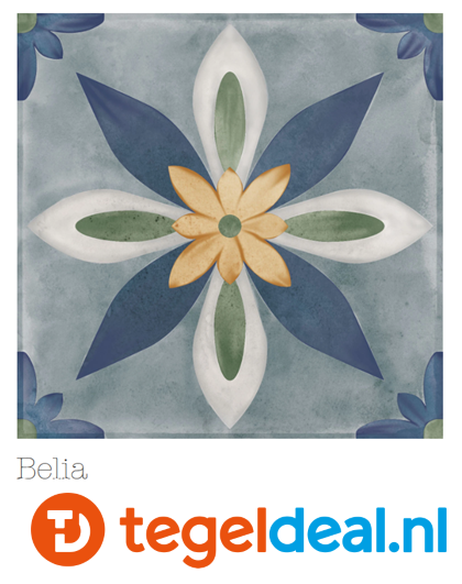 Nanda Tiles, Veranda, 15x15 cm, vintage patroontegels voor vloer en wand 