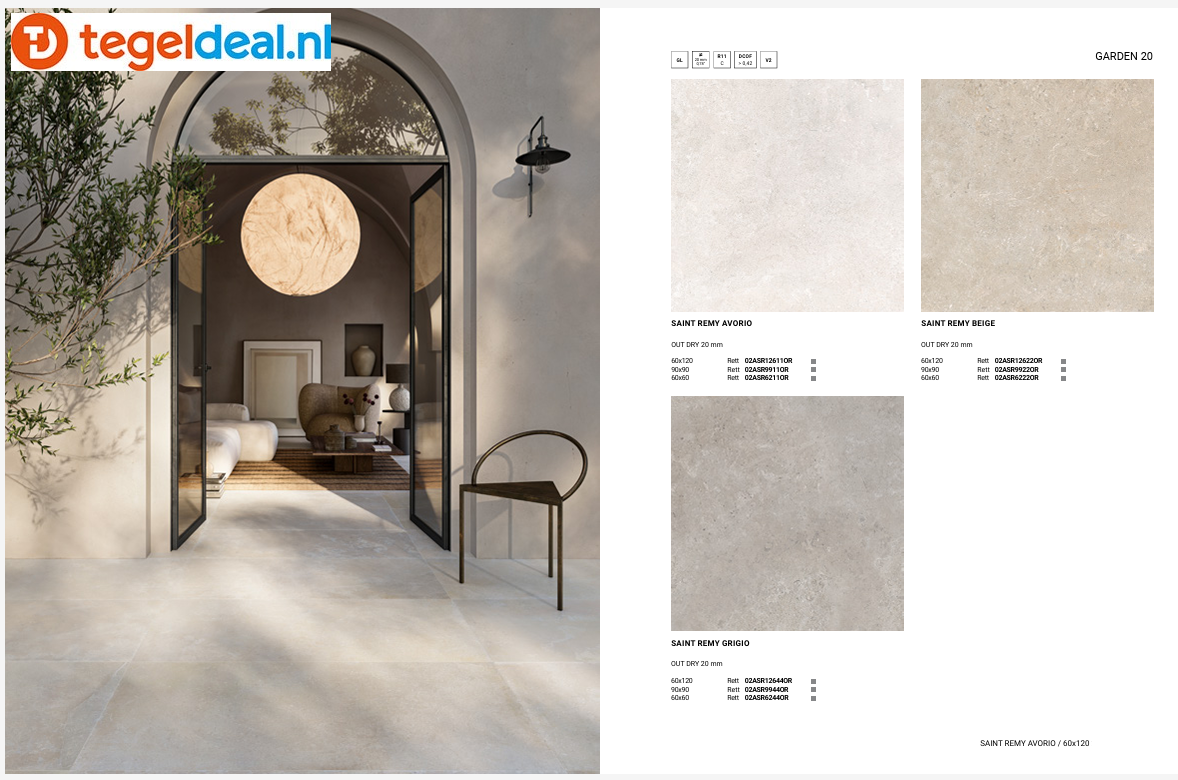ASCOT DOM, Saint Remy BEIGE, 60x60 cm Nat., 02ASR620R