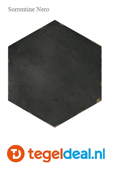VLT en WDT Nanda Tiles, Capri SORRENTINE NERO, 14x16 cm, hexagon VLT en WDT Nanda Tiles, Capri SORRENTINE NERO, 14x16 cm, hexagon