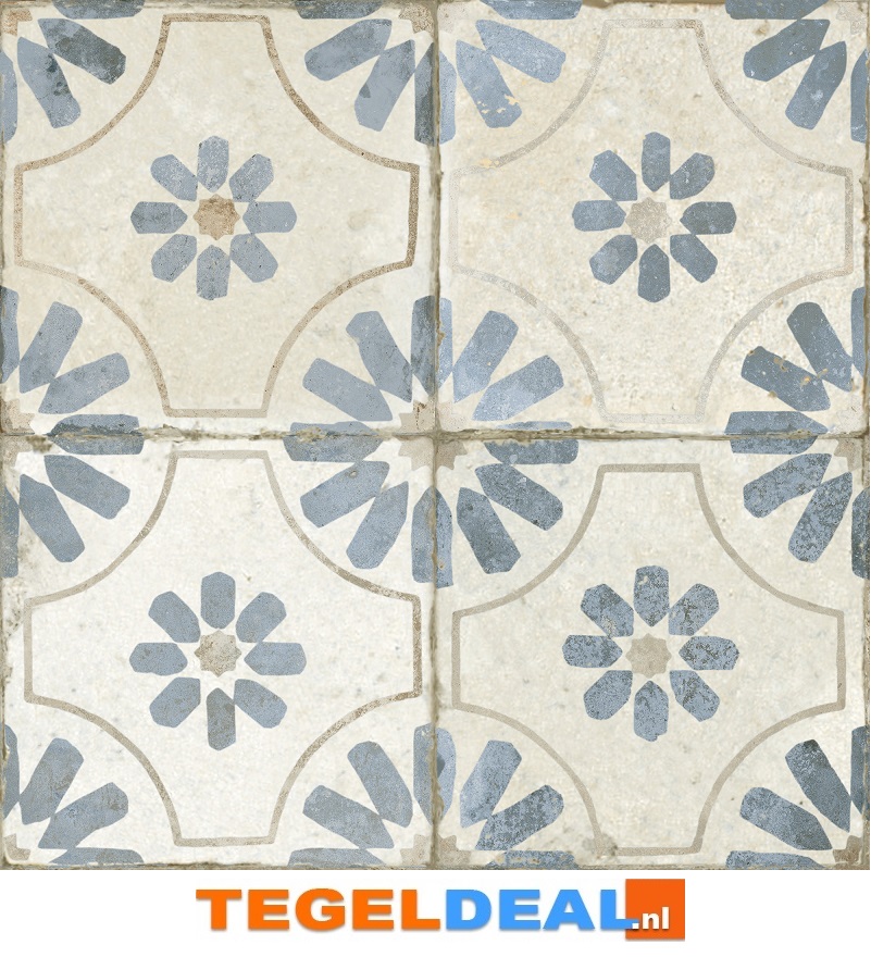 Peronda, Fs Blume BLUE, 45x45 cm, vintage patroontegels