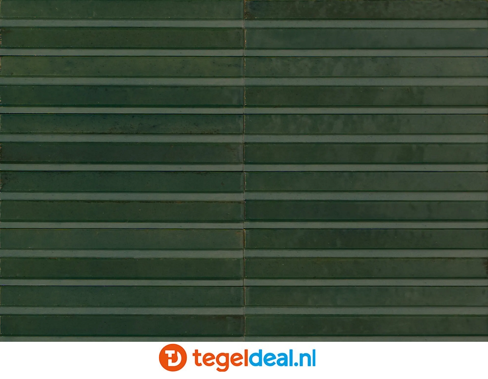 Marazzi Lume GREEN, 6x24 cm Rake 3D MP9L, wandtegels met reliëf