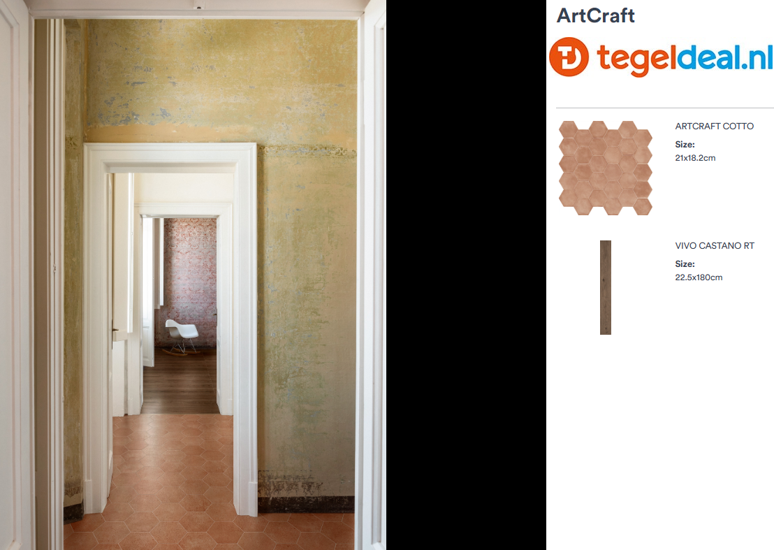 Marazzi ArtCraft COTTO, 21x18 cm MGSZ,  terracottalook hexagon tegels 