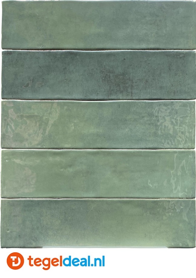 Revoir Paris, Studio VERT OLIVE, 6,2x25 cm, glanzende handvorm wandtegels