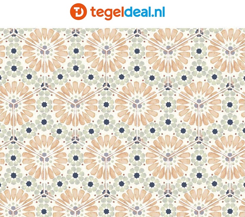 Nanda Tiles, Bohemia HANNA, 21x25 cm, hexagon patroontegels