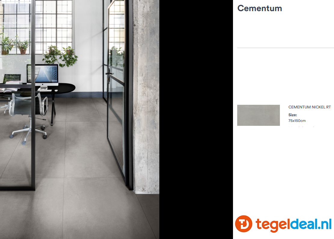 Marazzi Cementum NICKEL, 120x120x0,6 cm Strutt., MAX9, cementlook tegels Marazzi Cementum NICKEL, 120x120x0,6 cm Strutt., MAX9, cementlook tegels