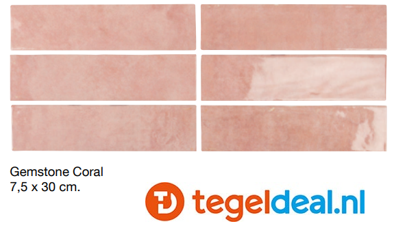 WDT Gemstone CORAL ROSE, 7,5x30 cm, OP VOORRAAD