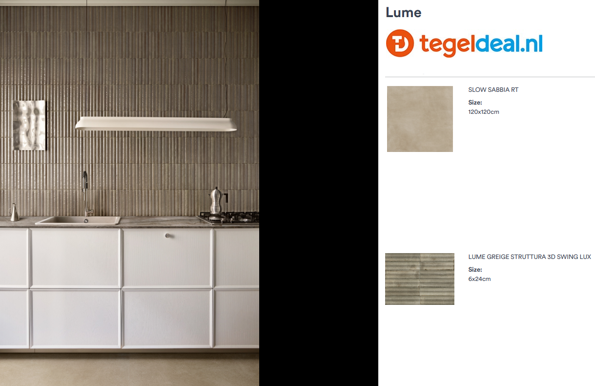 Marazzi Lume GREIGE, 6x24 cm Swing 3D MP93, wandtegels met reliëf