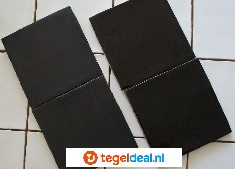Handvorm wandtegels ZWART mat, 13x13 cm - OP VOORRAAD