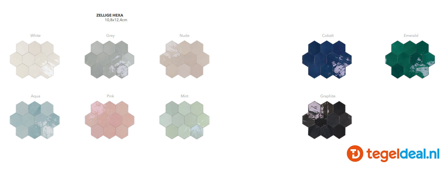 WOW Design, Zellige Hexa COBALT, 10,8x12,4 cm, hexagon wandtegels 