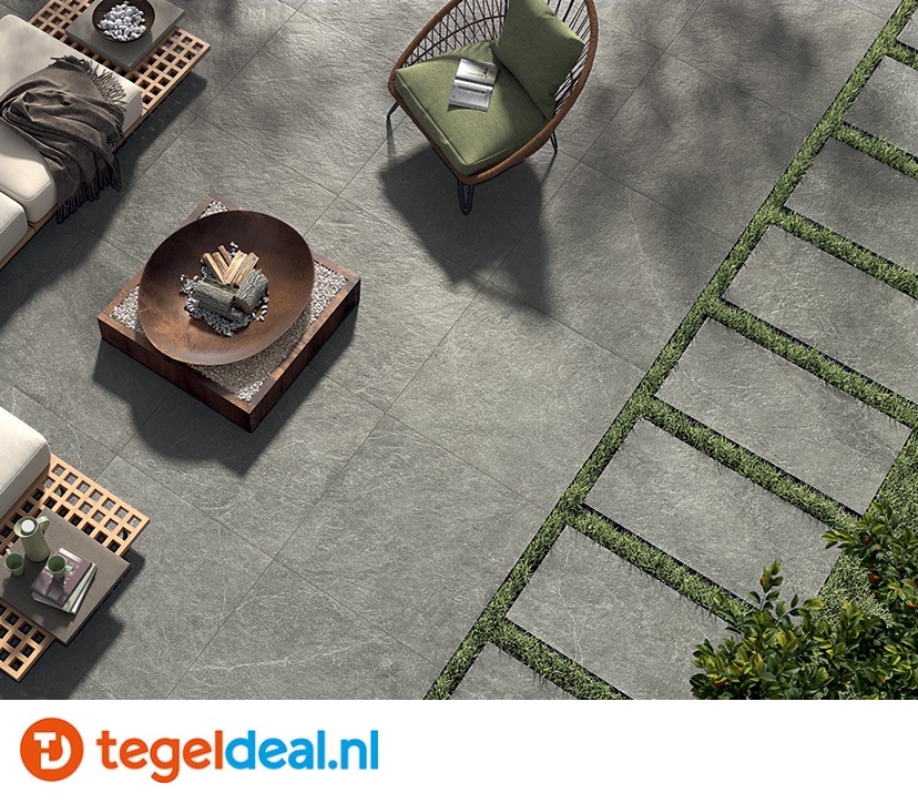 ACTIE - Castelvetro Pietra Antica, IRON, 60x60x2 cm, art. 02XPA60R77, natuursteenlook terrastegels - € 38,50 per m2