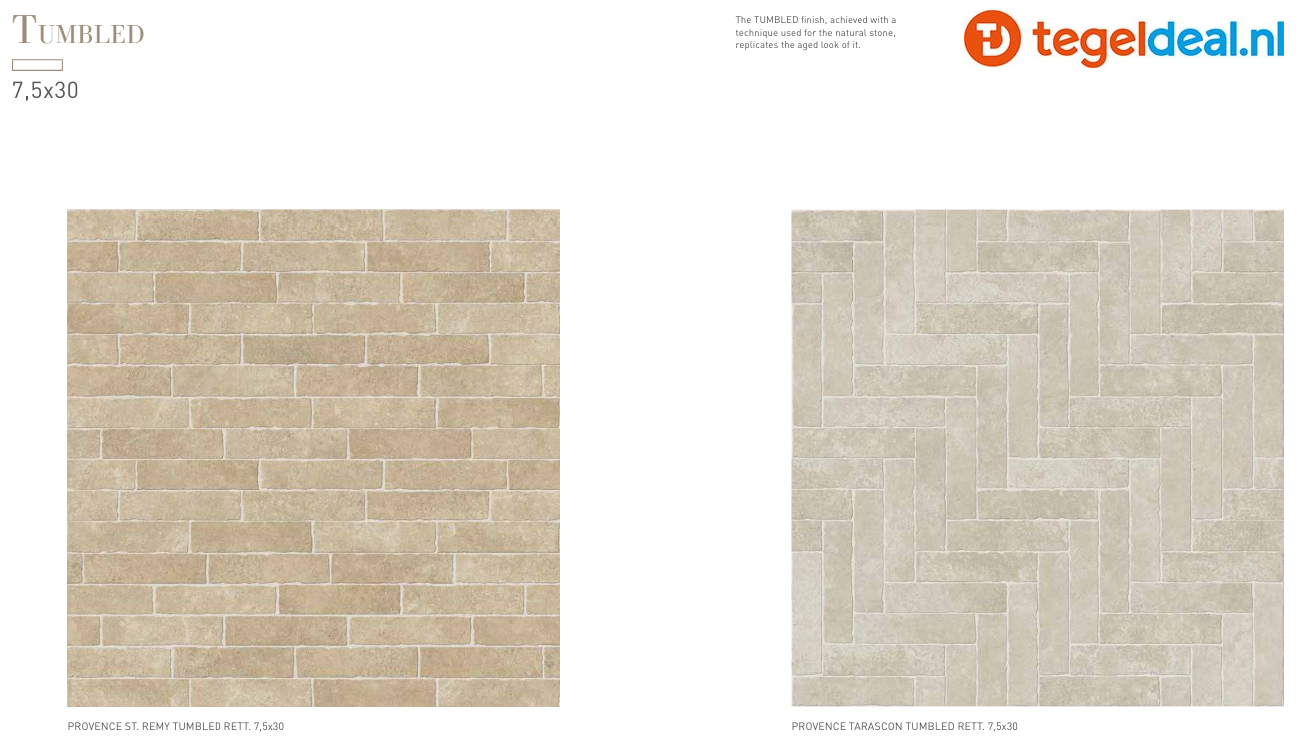 SIL Ceramiche, Provence St. Remy, 7,5x30 cm Tumbled, natuursteenlook tegels