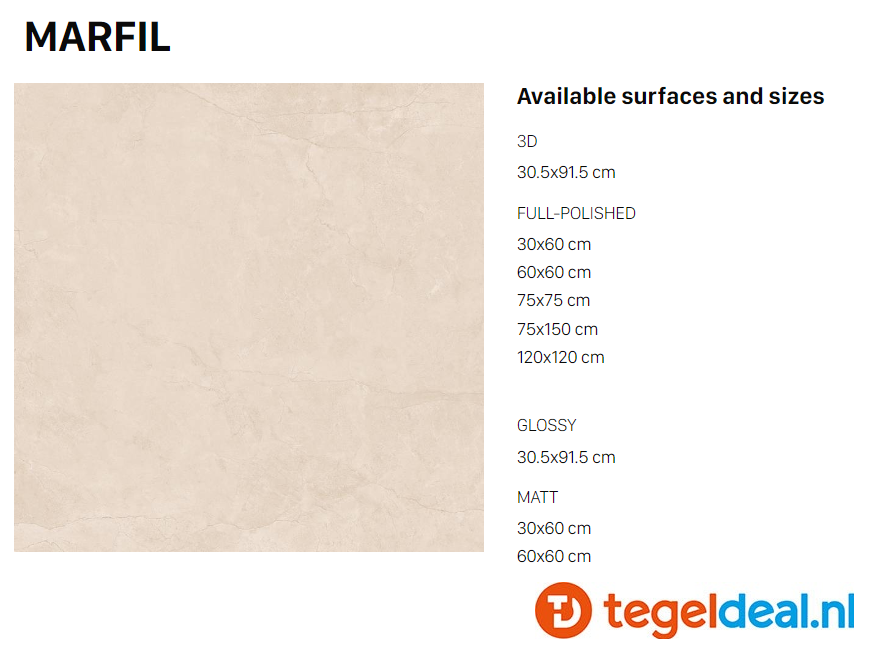 VLT Supergres Purity of Marble, Marfil Lux, 75 x 150 cm