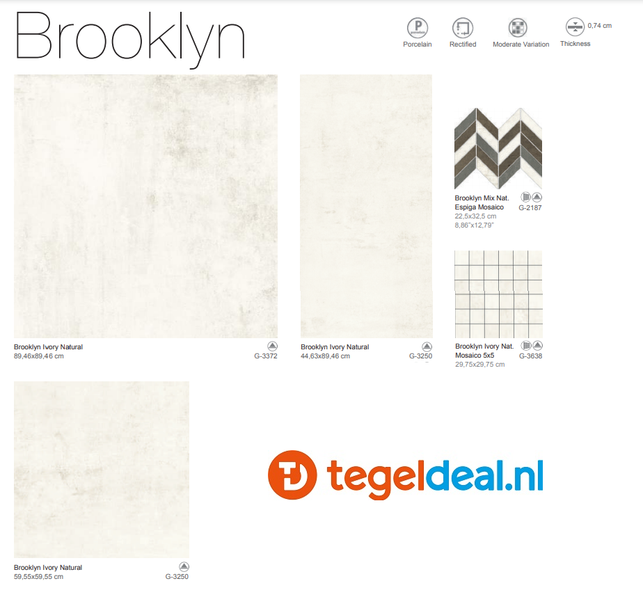 VLT Aparici Brooklyn Ivory, 44,63 x 89,46 x 0,74 cm, G-3250