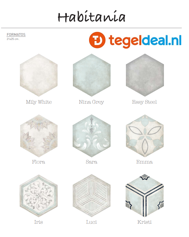 VLT Nanda Tiles, Habitania, 21x25 cm, hexagon VLT Nanda Tiles, Habitania, 21x25 cm, hexagon