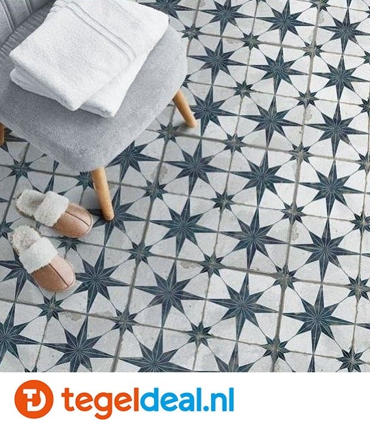 Peronda, Fs Star Blue, 45x45 cm, vintage patroontegels