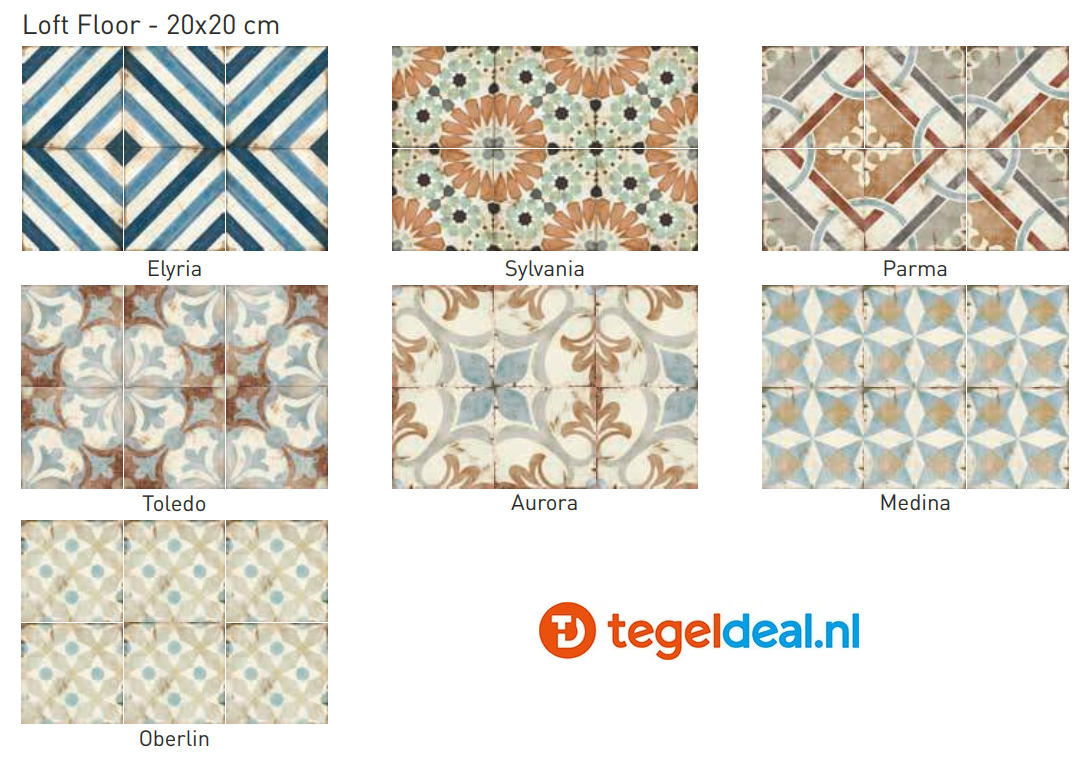 Nanda Tiles, Loft, 20x20 cm, patroontegels