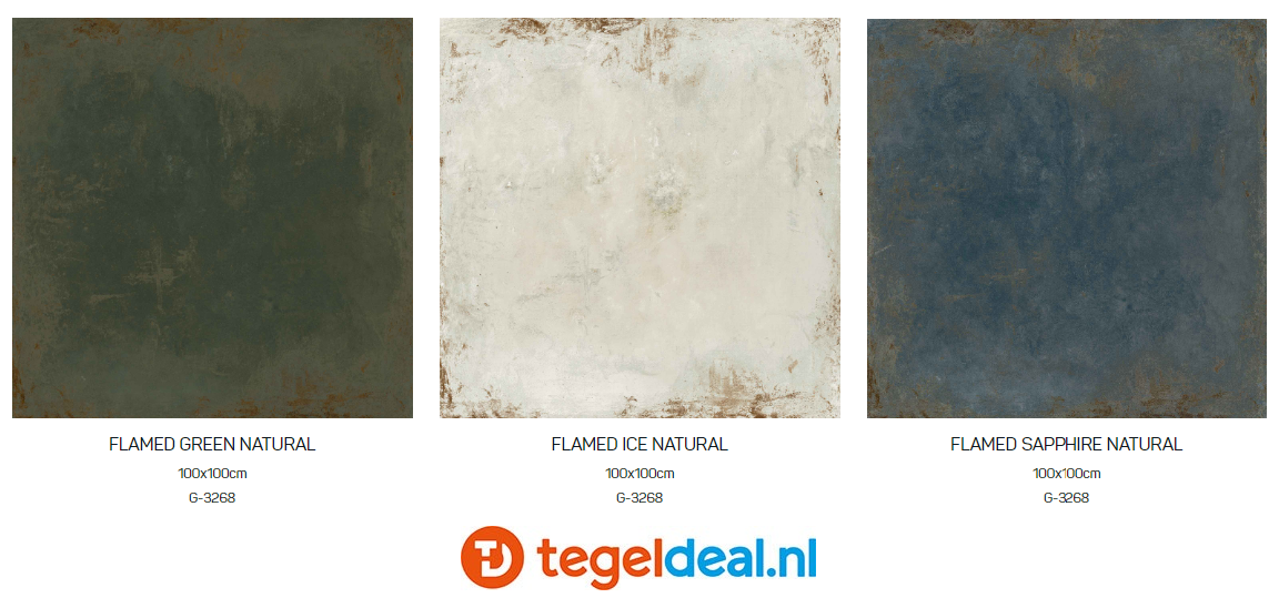 Aparici Flamed GREEN, 100x100 cm, metaallook tegels