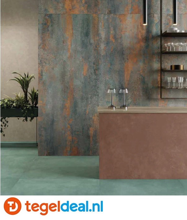 KEOPE Plate OXYDE, 120x120 cm, metaallook tegels
