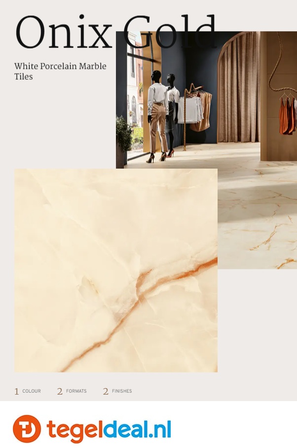 Revigres, Onix Gold, marmerlook tegels voor vloer en wand 