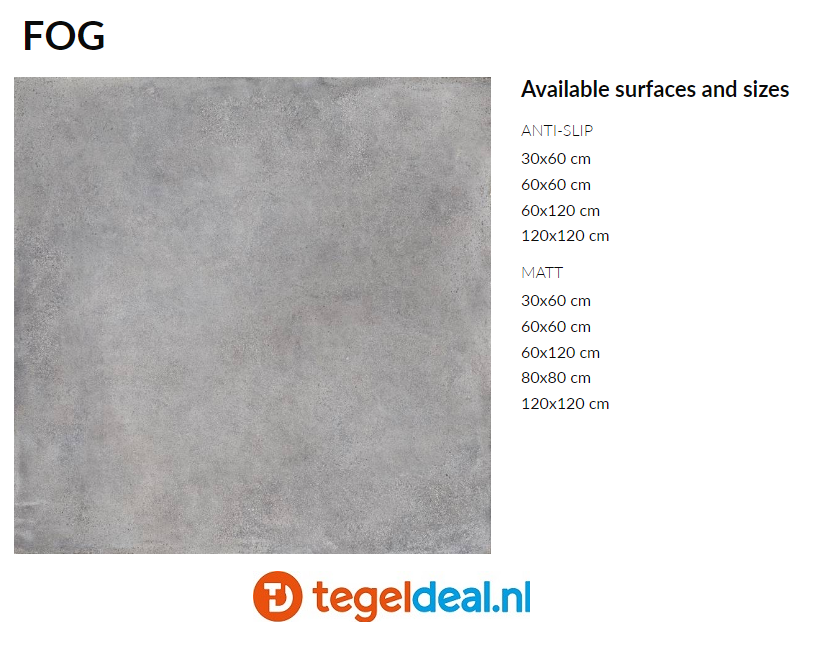 TRT Supergres Your Match FOG, 80x80x2 cm, MFGT cementlook terrastegels