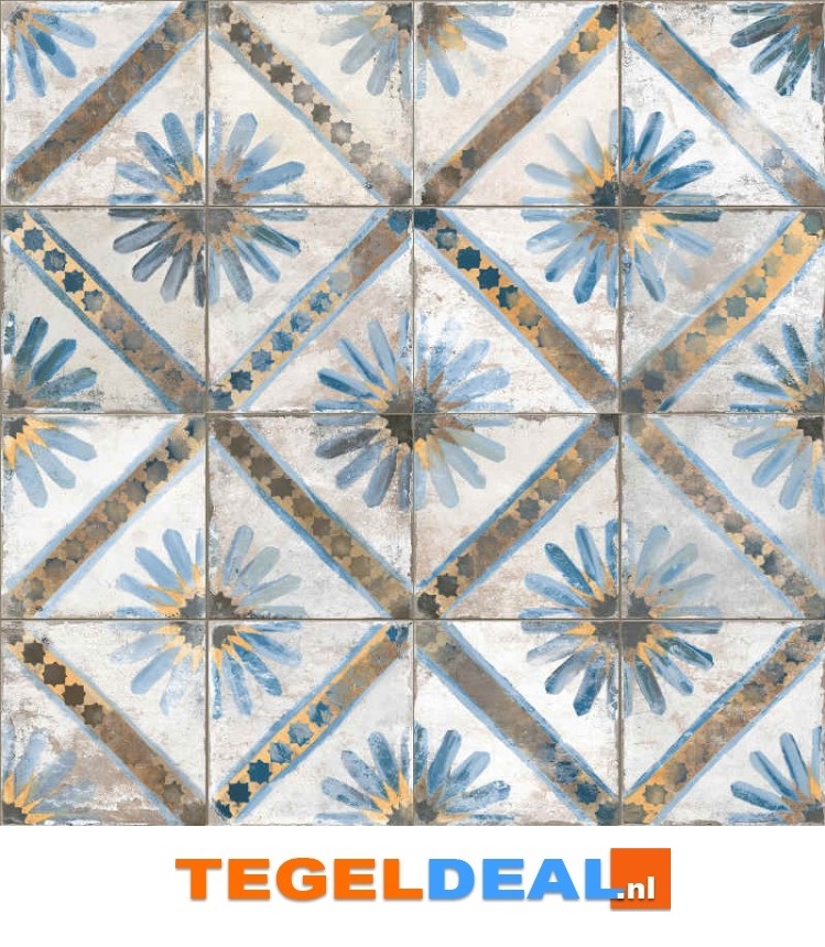 Peronda, Fs Marrakech Blue, 45x45 cm, vintage patroontegels