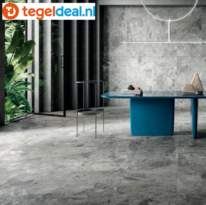 DOM Mun GREY Rett 90x90x2 cm, marmerlook terrastegels