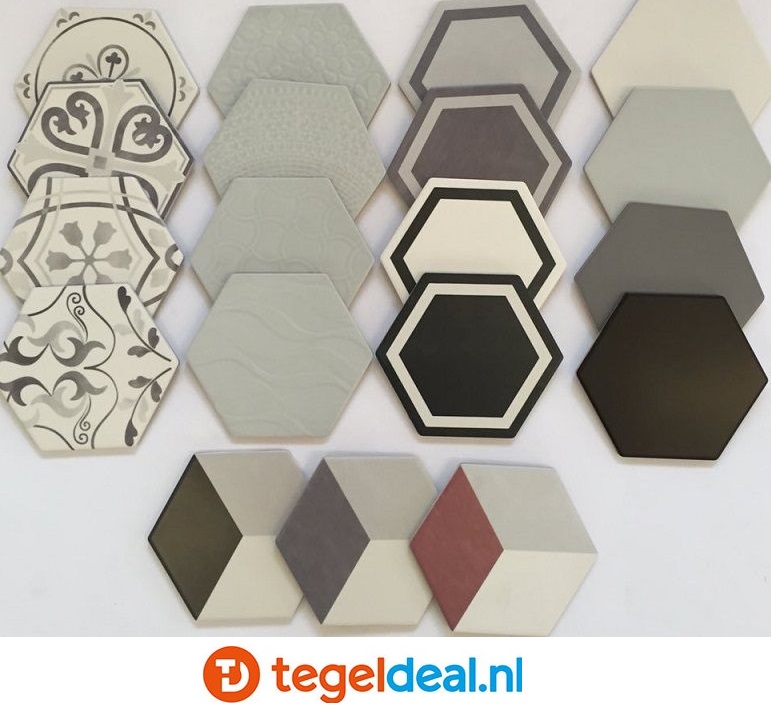 Tonalite, Examatt, 15x17 cm, hexagon vloer- en wandtegels Tonalite, Examatt, 15x17 cm, hexagon vloer- en wandtegels