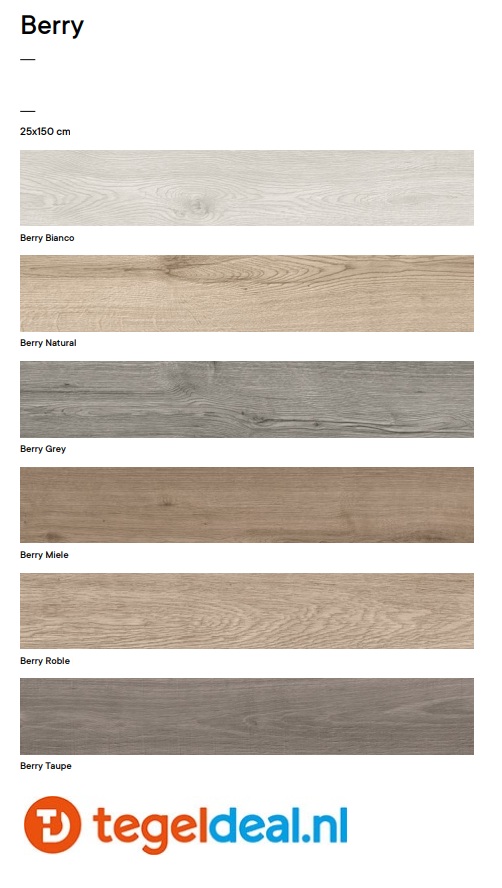 Argenta, Berry, houtlook tegels, 25x150 cm