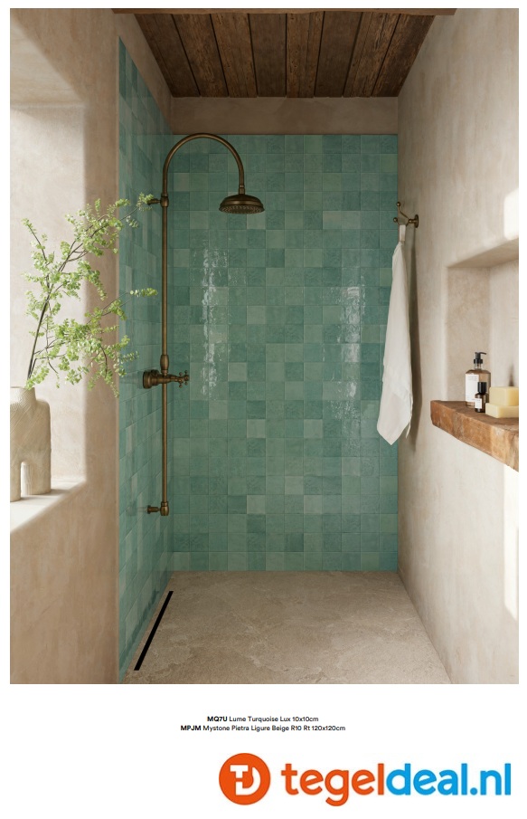 Marazzi Lume TURQUOISE, 10x10 cm 3D Dew, MQ89, wandtegels met reliëf