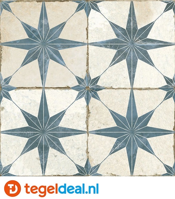 Peronda, Fs Star Blue, 45x45 cm, vintage patroontegels