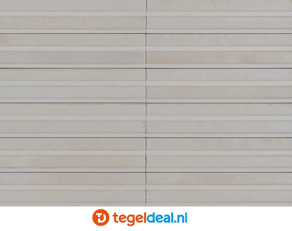 Marazzi Lume OFF WHITE, 6x24 cm Rake 3D MP9D, wandtegels met reliëf