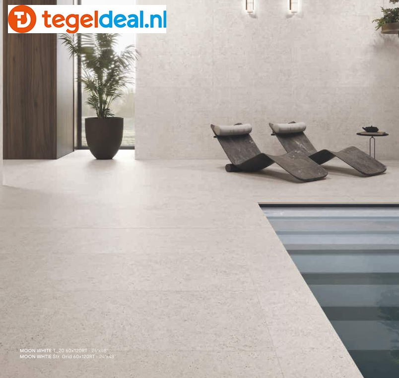 Supergres Moonlit, White, 60x120x2 cm, terrastegels