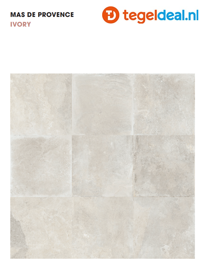 DOM Mas de Provence IVORY, 90x90x2 cm DMP9920OR, natuursteenlook terrastegels