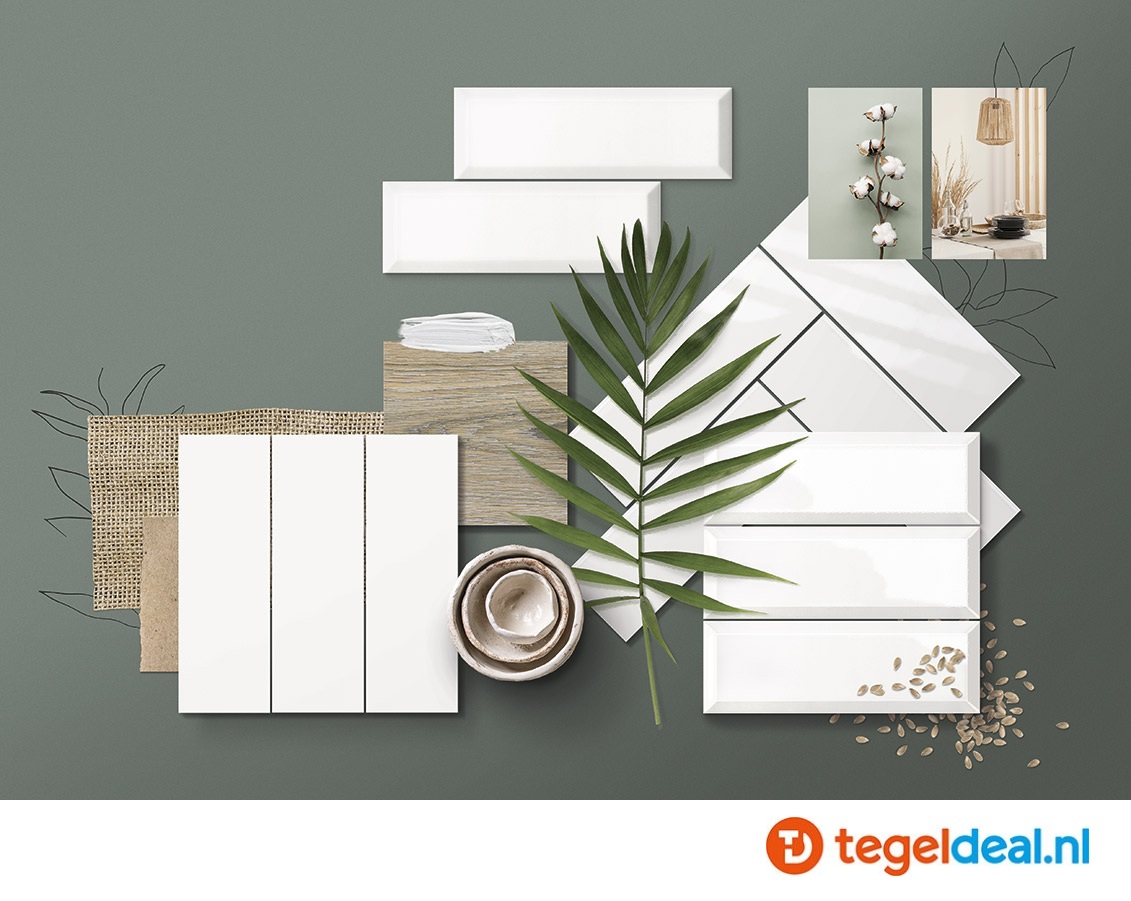 Mainzu, Metrotegels, collectie Bevelled - series: Plus Bissel, Settecento en Solid White 