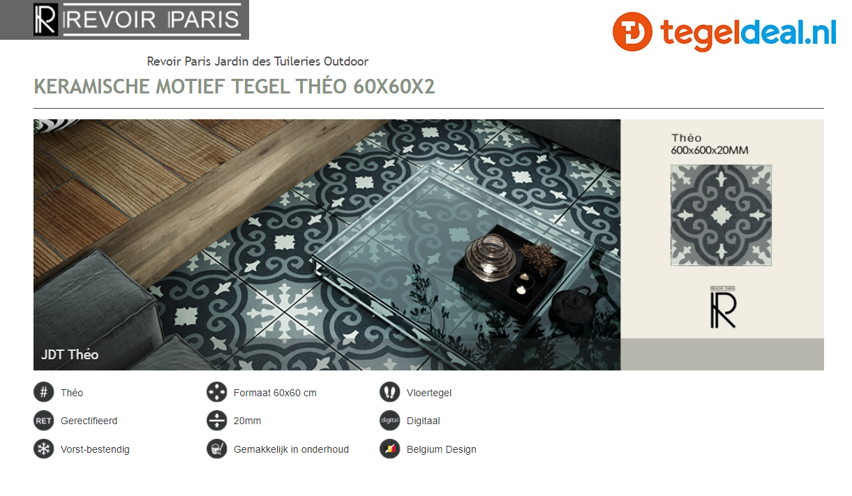 Revoir Paris, Jardin des Tuileries, Theo, 60x60x2 cm, terrastegels 