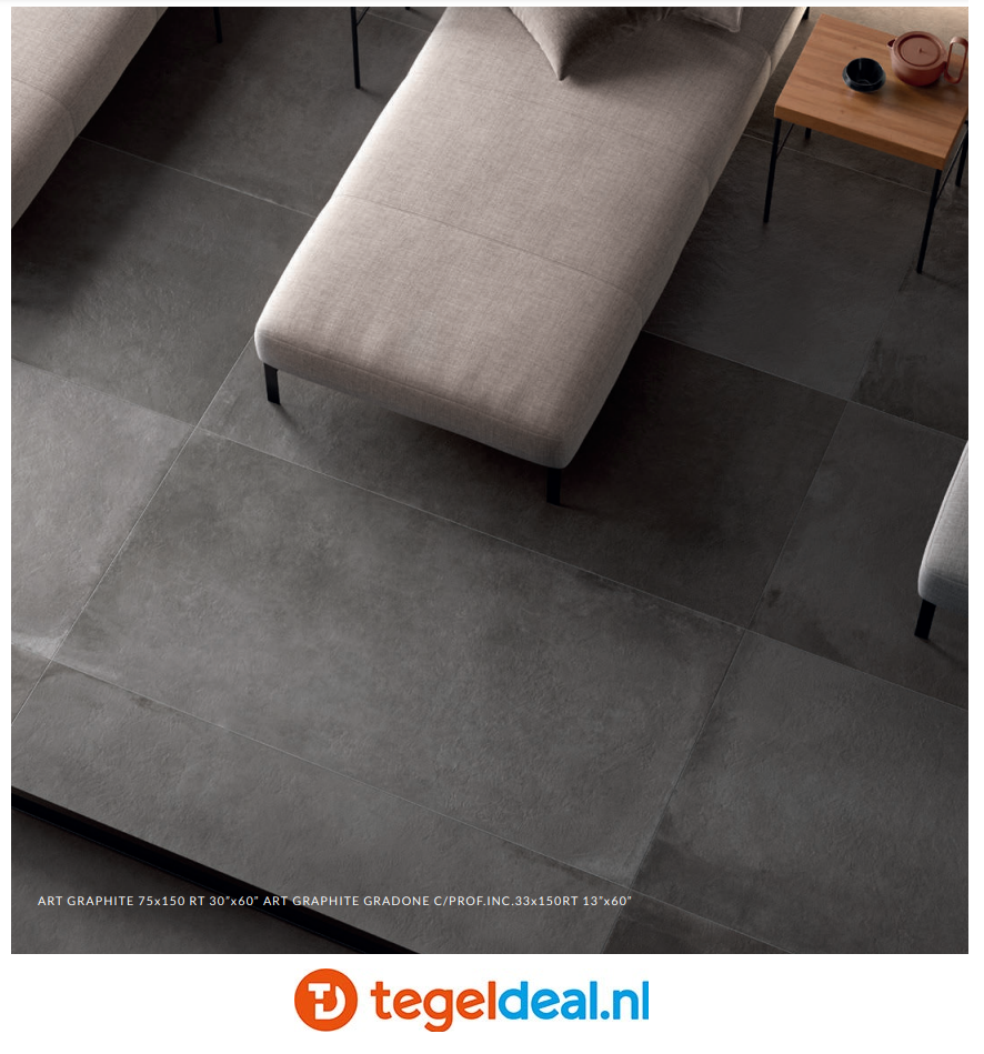 Supergres Art Graphite, 75x150 cm, R5ØG, betonlook tegels