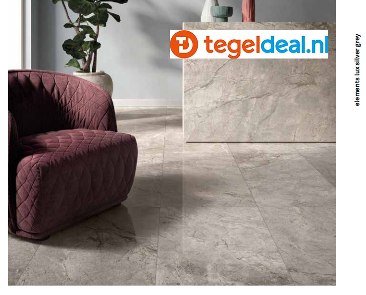 OPRUIMING : 7,2 m2 Keope, Elements Lux, SILVER GREY lappato - 60x120 cm - 7,2 m2 voor 250,00 euro 