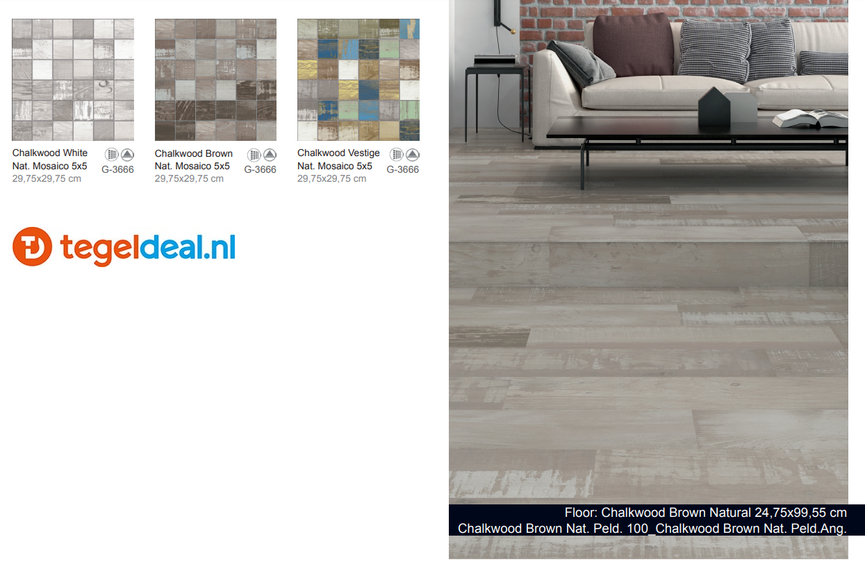 VLT Aparici Chalkwood 25x100 cm, vintage houtlook tegels