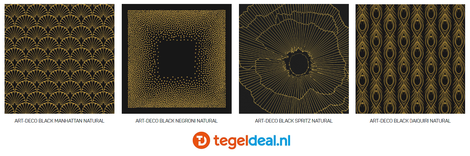 Aparici Art-Deco, 30x30 cm, tegels met goudaccent Aparici Art-Deco, 30x30 cm, tegels met goudaccent