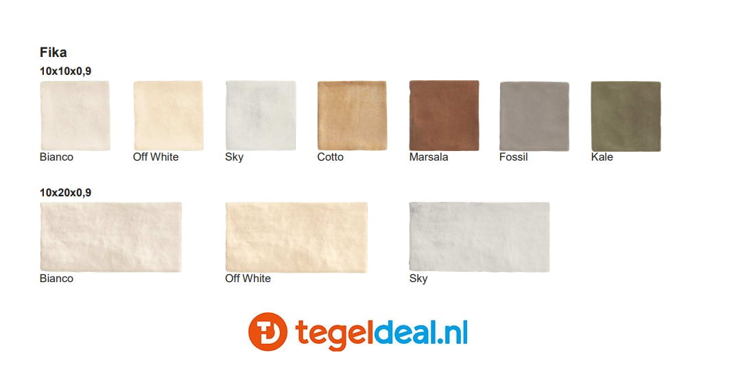 WDT Natucer Fika, 10x10 cm, 7 kleuren, mat WDT Natucer Fika, 10x10 cm, 7 kleuren, mat