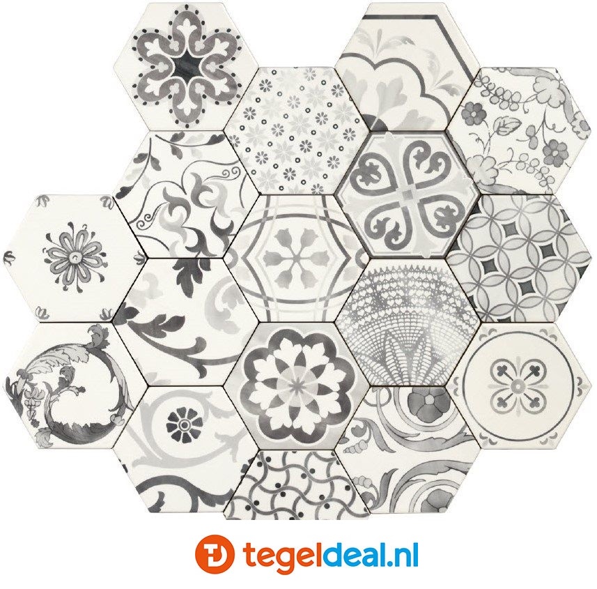 Tonalite, Examatt, 15x17 cm, hexagon vloer- en wandtegels Tonalite, Examatt, 15x17 cm, hexagon vloer- en wandtegels