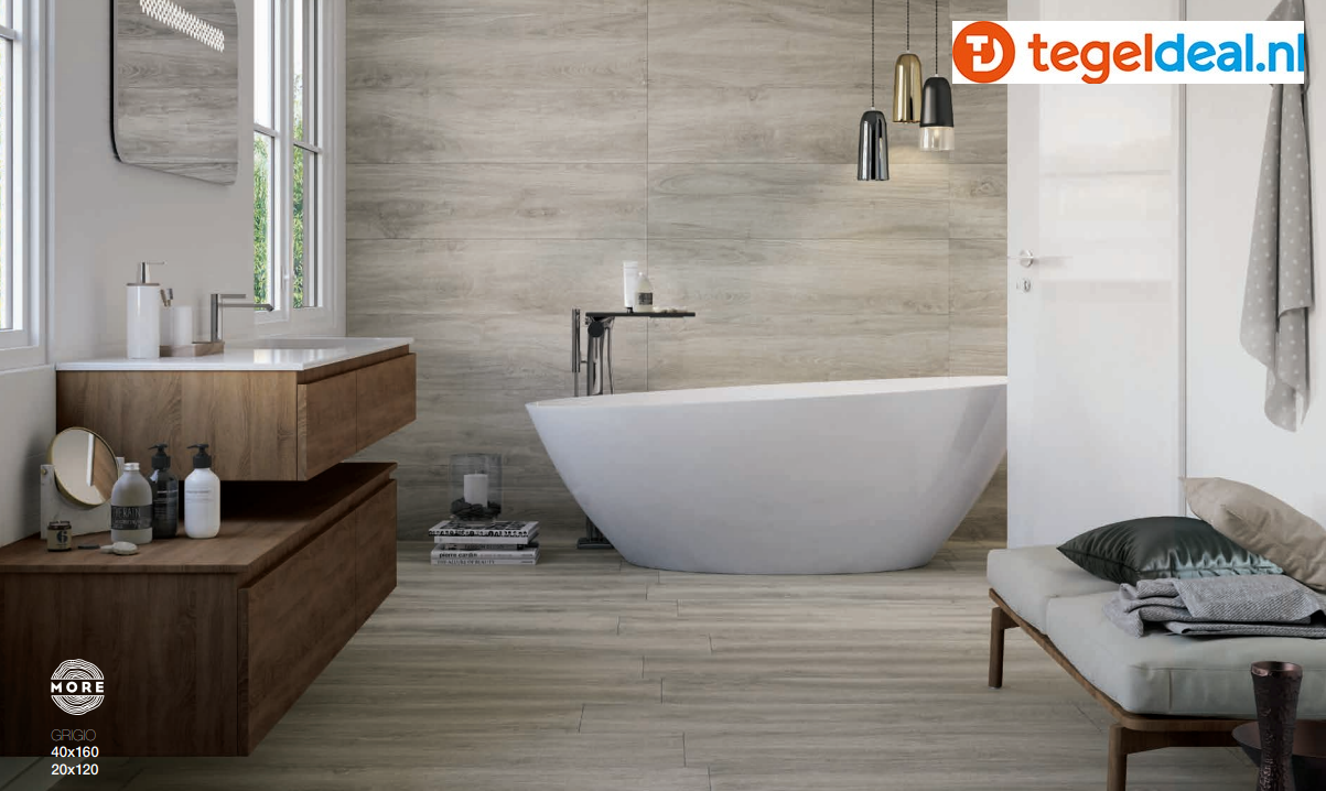 Castelvetro More Grigio, 30x120 cm, CMR32R4, houtlook tegels