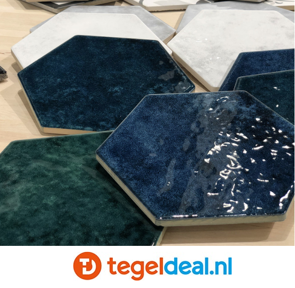 Tonalite, Esamarine, 16,2x18,5 cm, hexagon wandtegels Tonalite, Esamarine, 16,2x18,5 cm, hexagon wandtegels