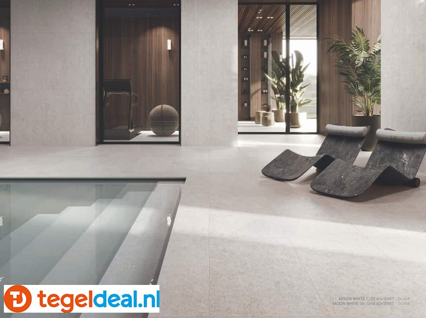 Supergres Moonlit, White, 60x120x2 cm, terrastegels