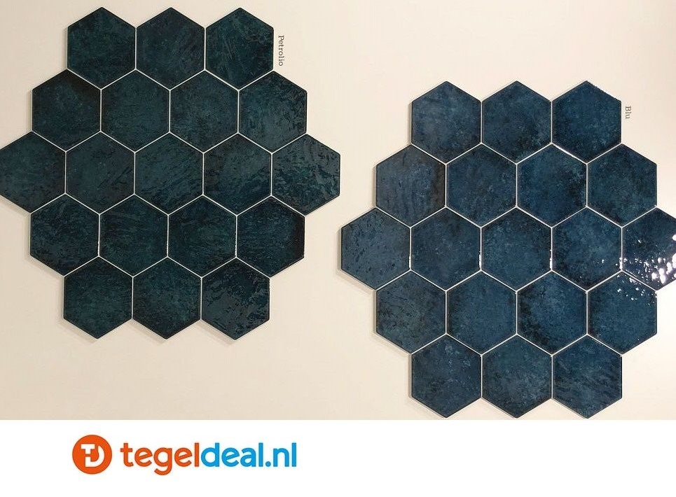 Tonalite, Esamarine, 16,2x18,5 cm, hexagon wandtegels Tonalite, Esamarine, 16,2x18,5 cm, hexagon wandtegels