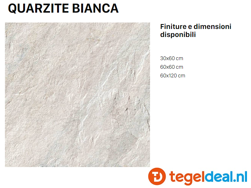 Supergres Stonework Quarzite Bianca, 30x60 cm, natuursteenlook tegels