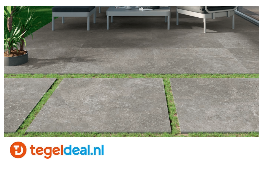 ACTIE - Baldocer Stoneland, GREY, 80x80x2 cm OUT, natuursteenlook terrastegels