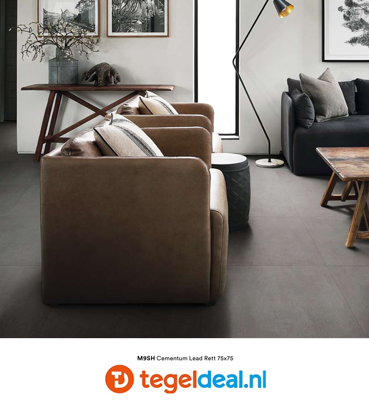 Marazzi Cementum LEAD, 60x60 cm Nat., M9SX, cementlook tegels 