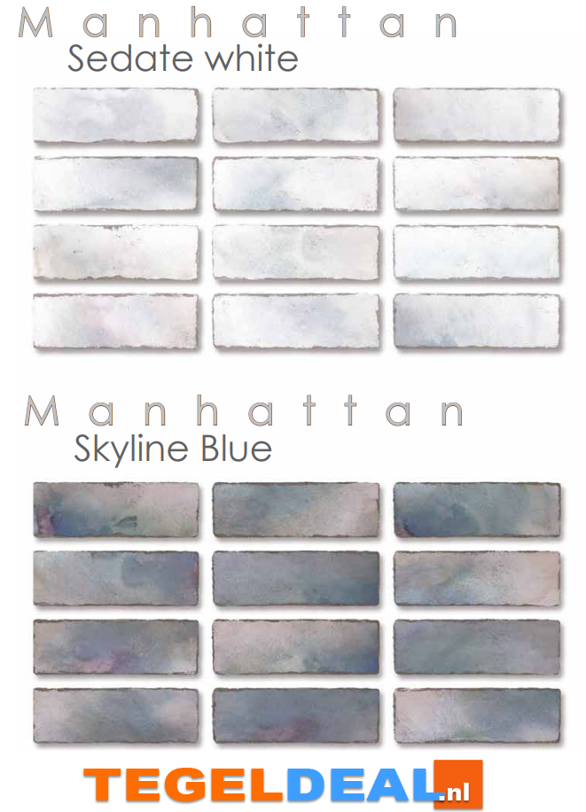 WDT Nanda Tiles, Manhattan, Skyline Blue, 7,5x15 cm