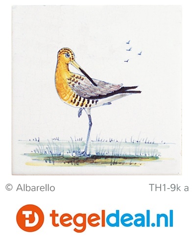 TH1-9k, Weidevogels, handbeschilderde tegels, 13x13 cm 
